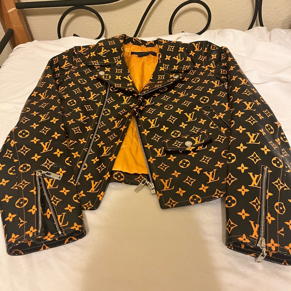 Louis vutton jacket set monogramam leather size 36